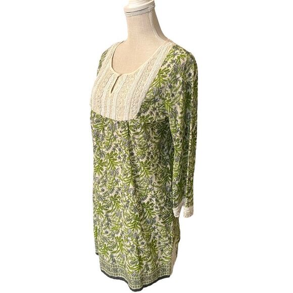 Calypso St Barth Indian Block Print Beaded Tunic Dress Size Small - Picture 8 of 16